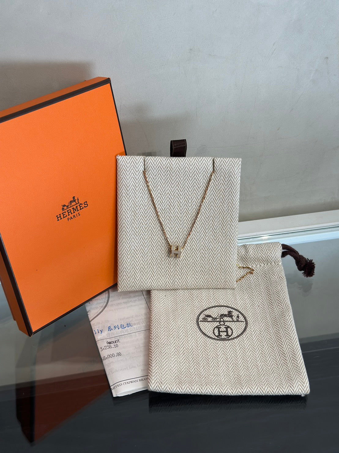 HERMES Mini Pop H項鍊 - 奶茶金