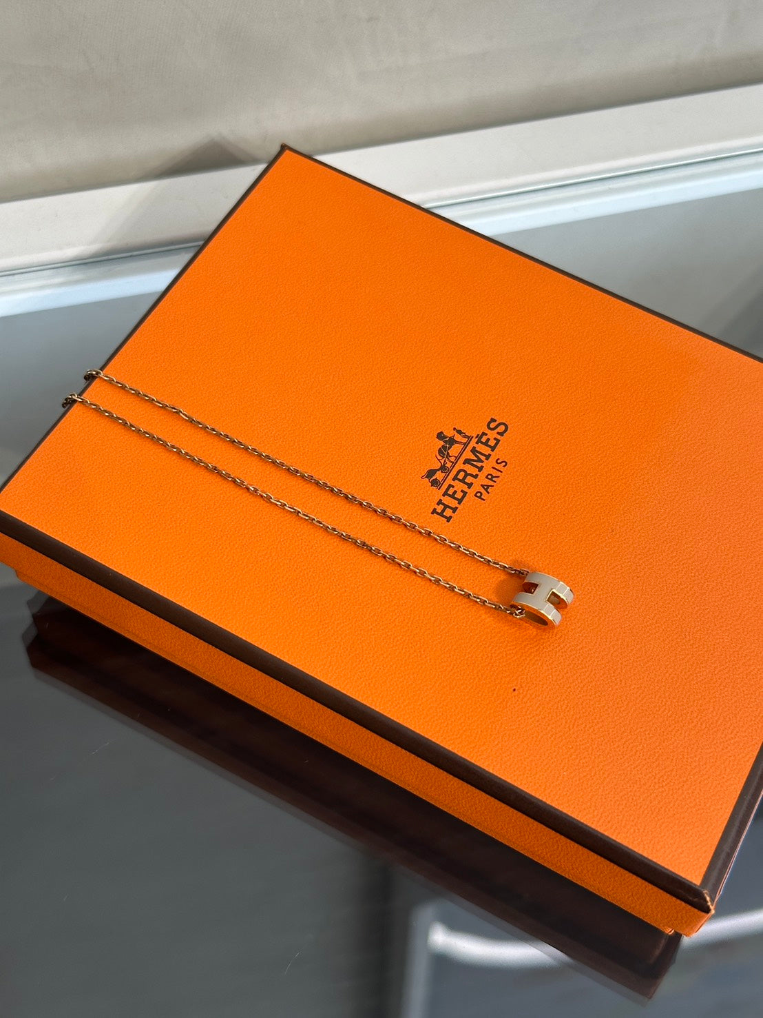 HERMES Mini Pop H項鍊 - 奶茶金