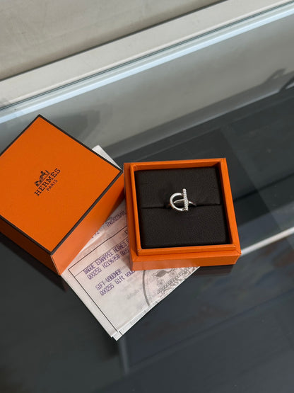HERMES Echappee小Q鑽石戒指 - 18K白金 52