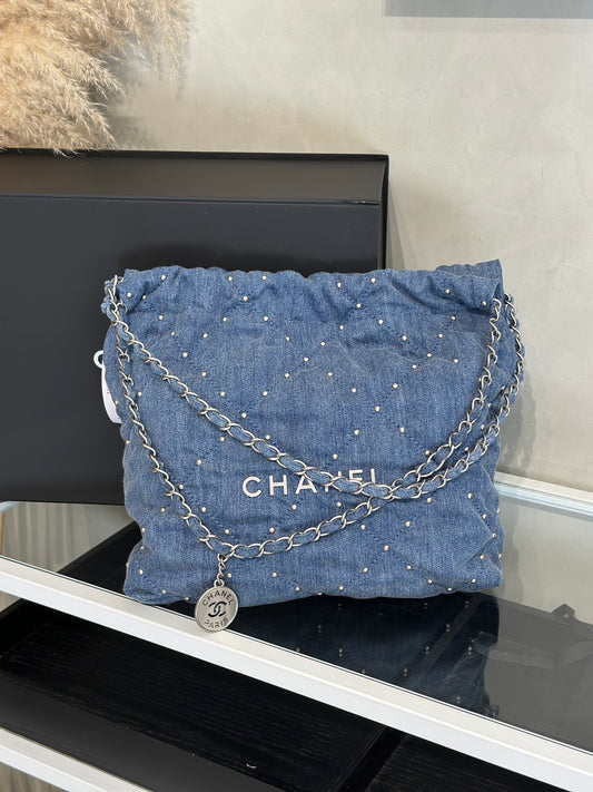 CHANEL 22 Bag - 小號鉚釘牛仔