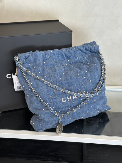 CHANEL 22 Bag - 小號鉚釘牛仔