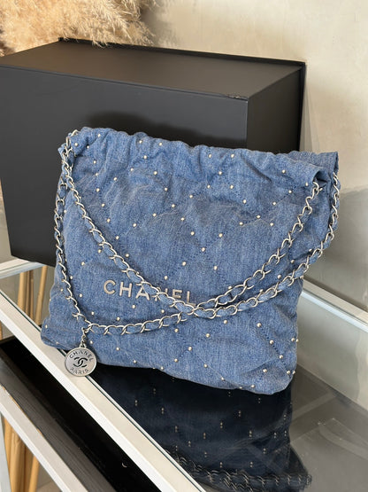 CHANEL 22 Bag - 小號鉚釘牛仔