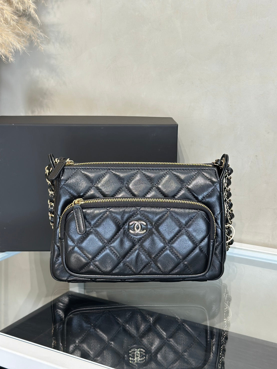 CHANEL 26P雙鍊條相機包 - 黑金