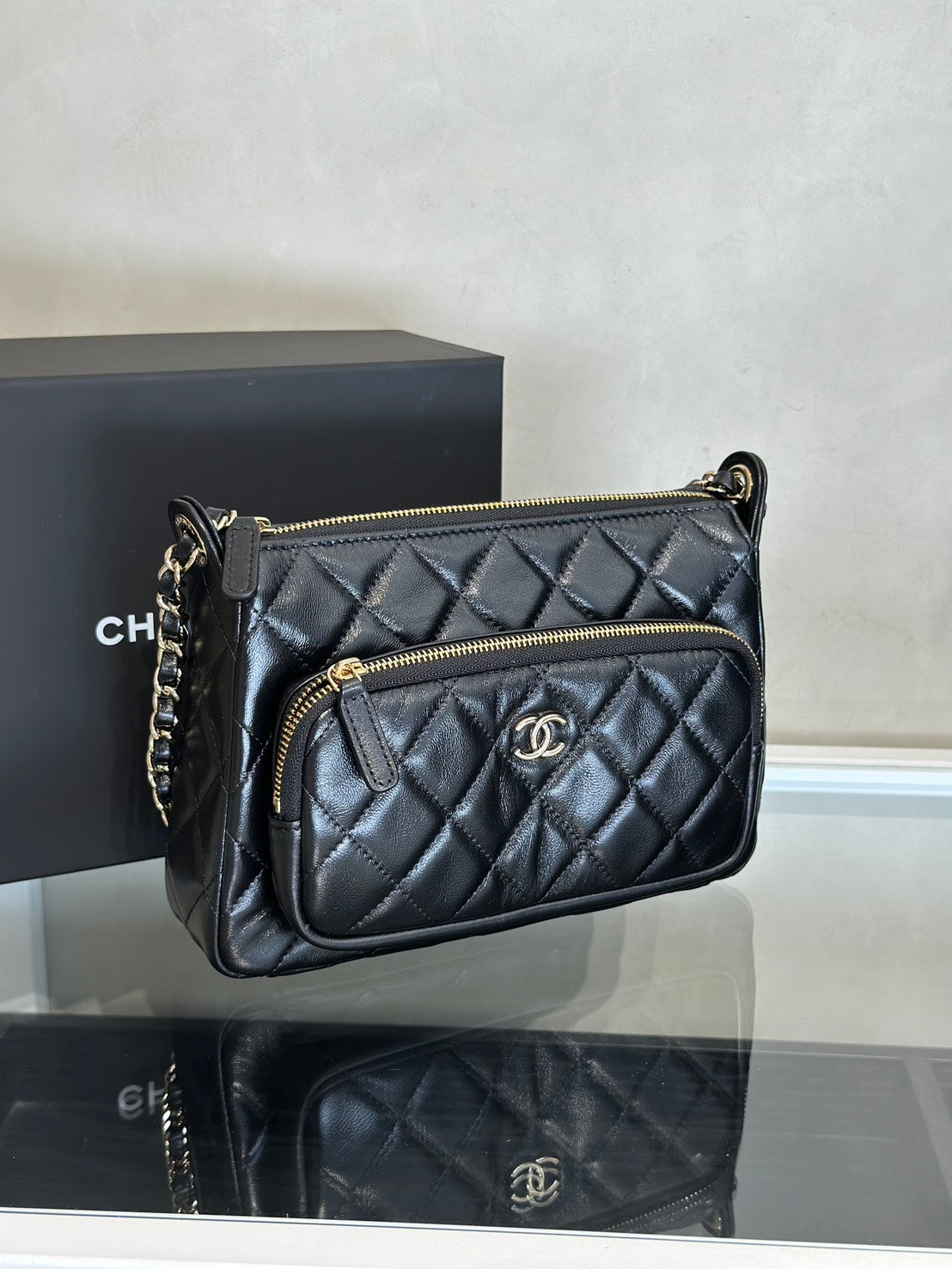 CHANEL 26P雙鍊條相機包 - 黑金