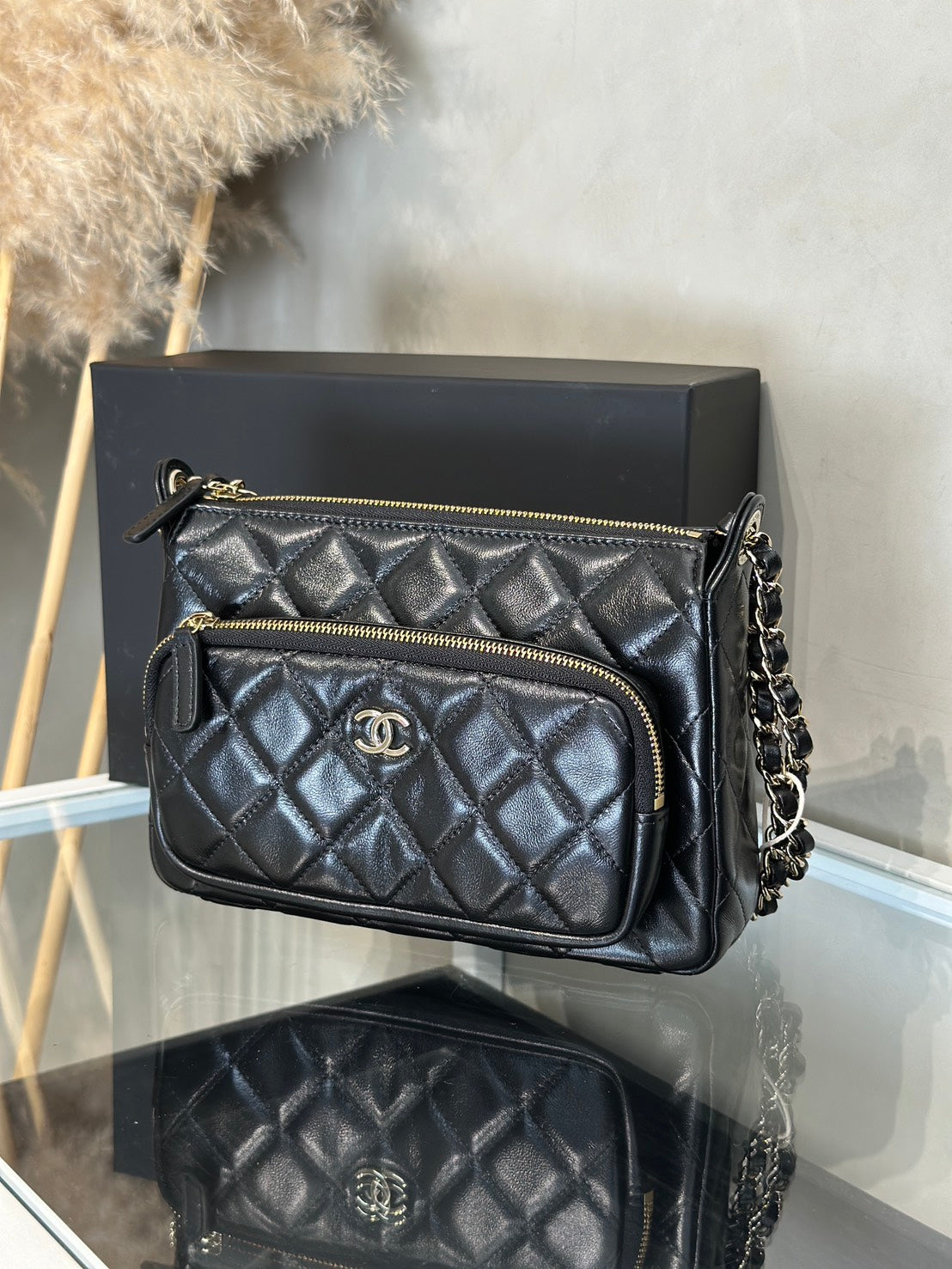 CHANEL 26P雙鍊條相機包 - 黑金