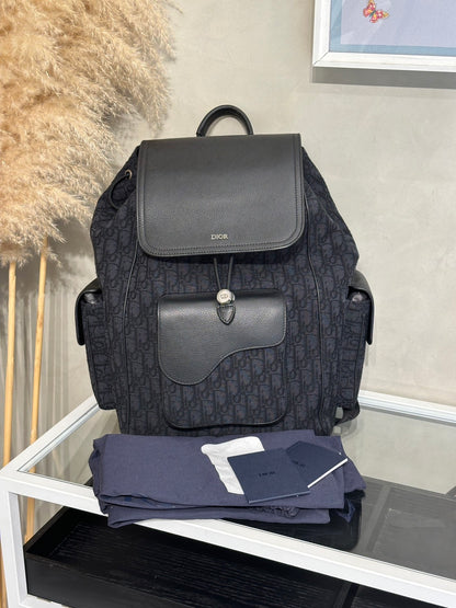 DIOR Saddle老花後背包