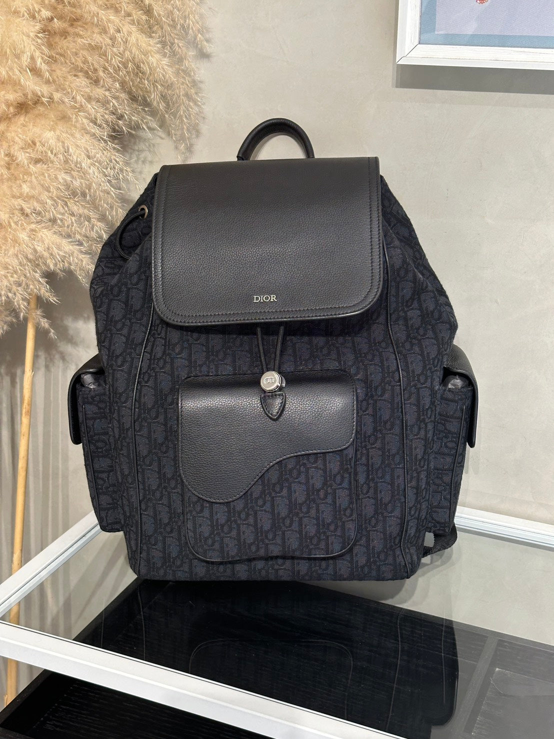 DIOR Saddle老花後背包
