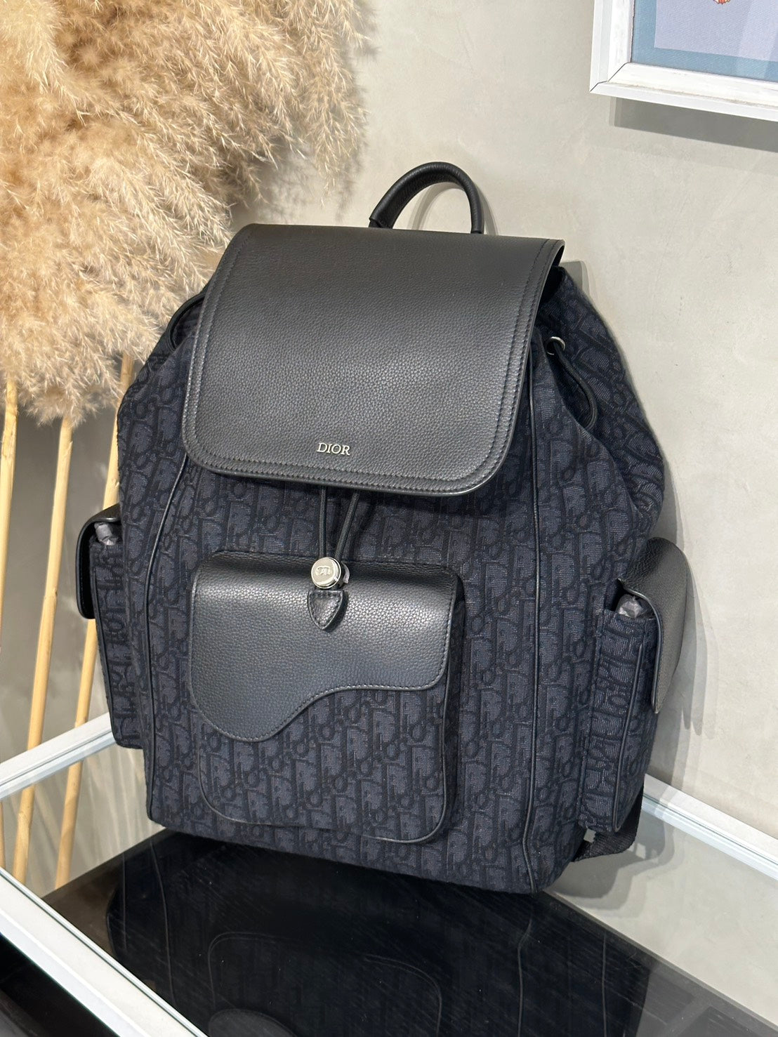 DIOR Saddle老花後背包
