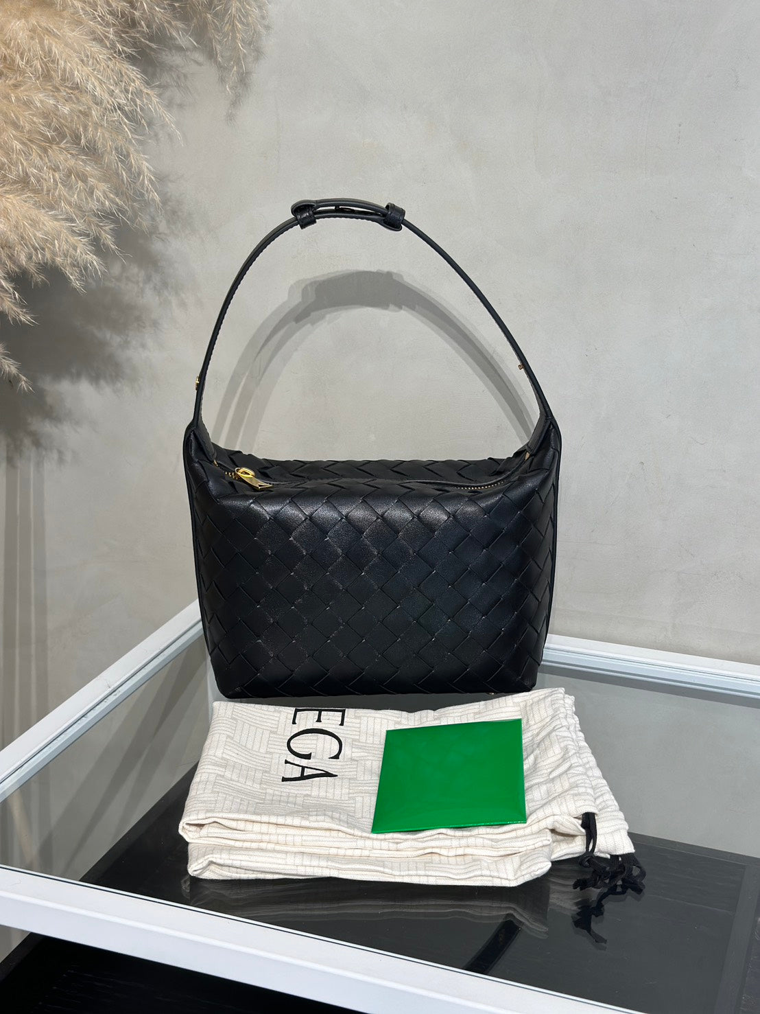 BOTTEGA VENETA  Wallace Mini Intrecciato單肩包 - 黑