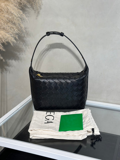 BOTTEGA VENETA  Wallace Mini Intrecciato單肩包 - 黑