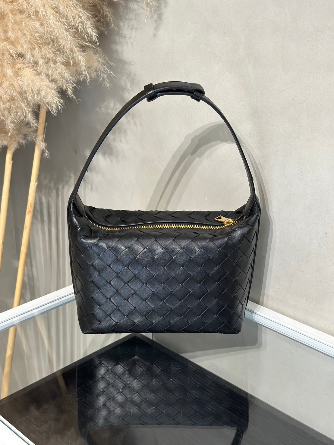 BOTTEGA VENETA  Wallace Mini Intrecciato單肩包 - 黑