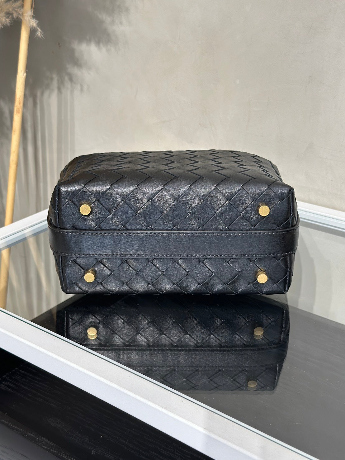 BOTTEGA VENETA  Wallace Mini Intrecciato單肩包 - 黑