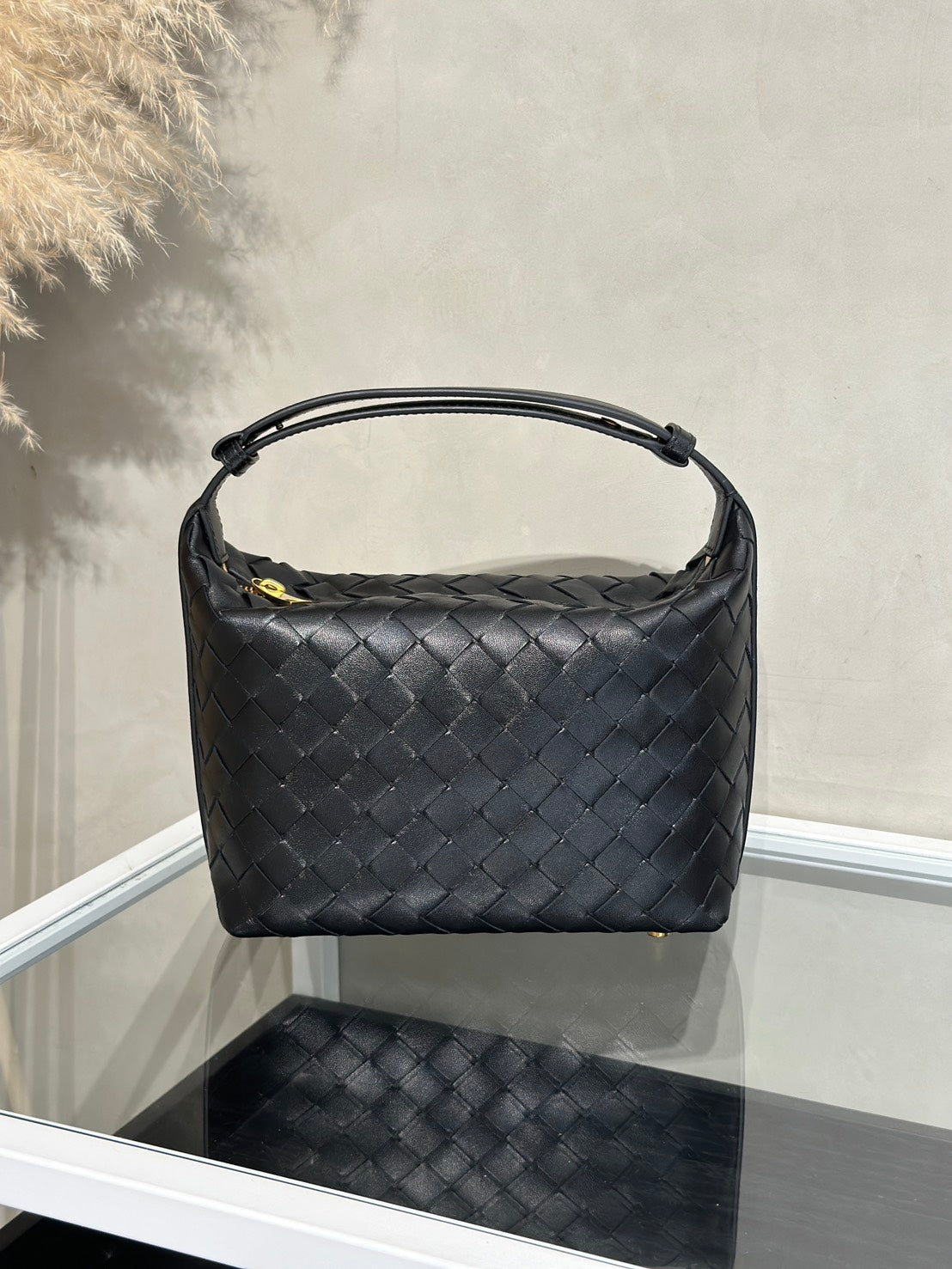 BOTTEGA VENETA  Wallace Mini Intrecciato單肩包 - 黑