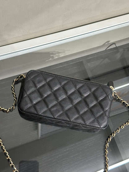 CHANEL 17B雙隔層鍊帶小包 - 黑金24開