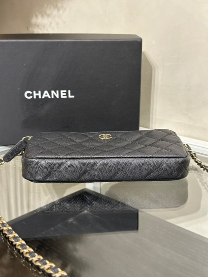 CHANEL 17B雙隔層鍊帶小包 - 黑金24開