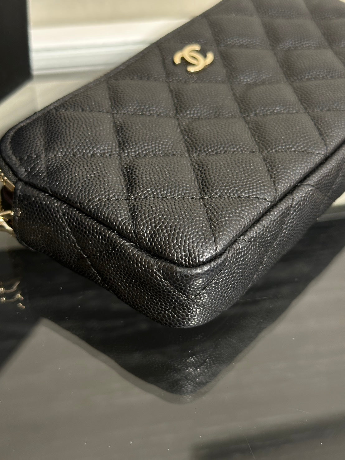 CHANEL 17B雙隔層鍊帶小包 - 黑金24開