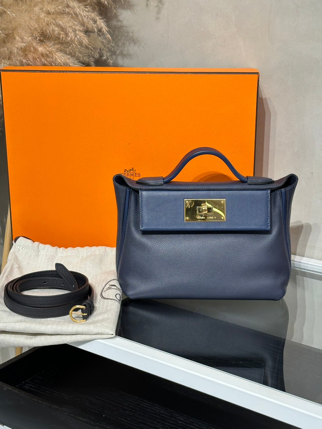 HERMES Mini 24/24 - Bleu Nuit 2Z 午夜藍金 Y