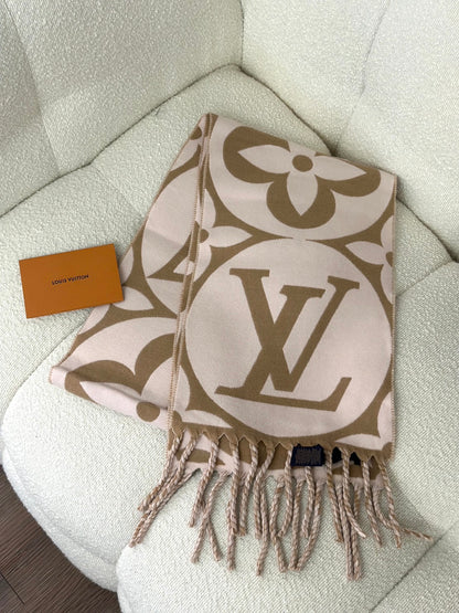LOUIS VUITTON Medallion圍巾 - 玫瑰米黃