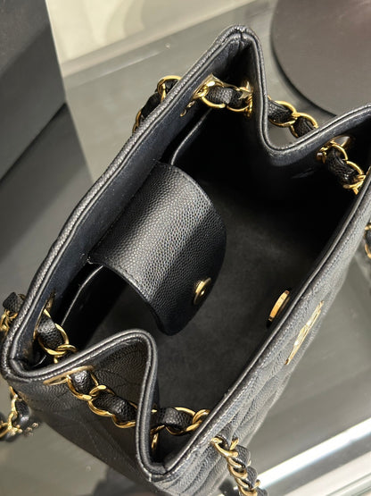 CHANEL Mini Tote粒面牛皮水桶包 - 黑金