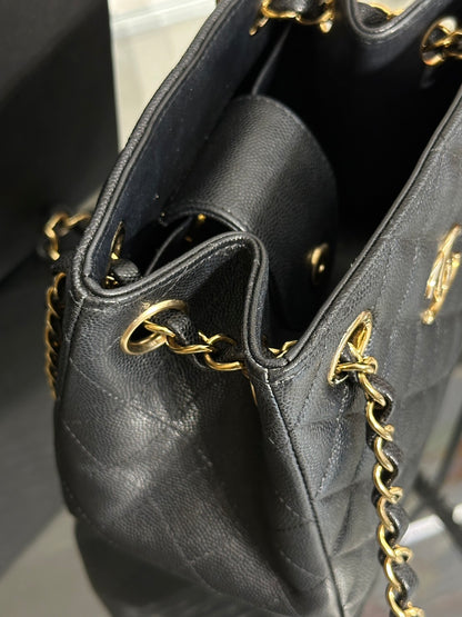 CHANEL Mini Tote粒面牛皮水桶包 - 黑金