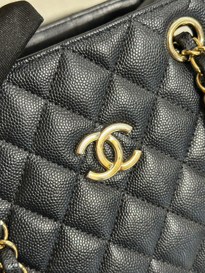 CHANEL Mini Tote粒面牛皮水桶包 - 黑金