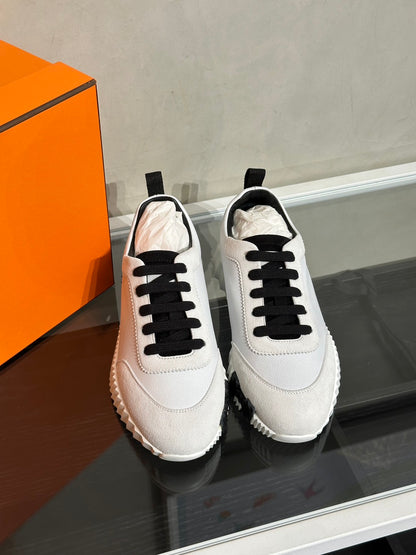 HERMES Bouncing小牛皮休閒鞋 - 白拚黑H