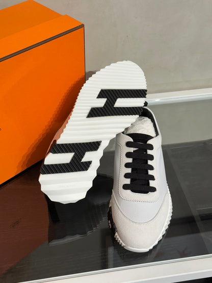 HERMES Bouncing小牛皮休閒鞋 - 白拚黑H