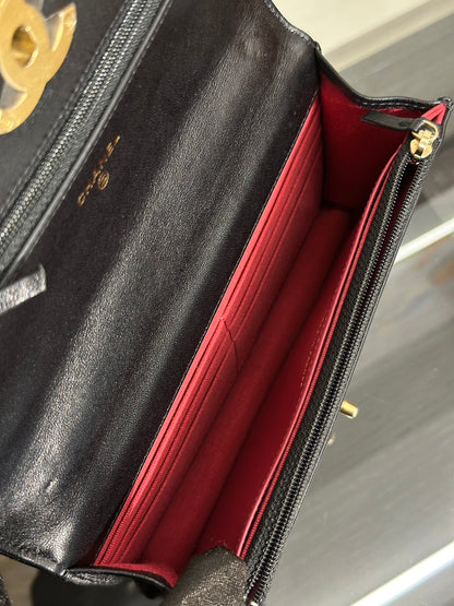 CHANEL 19 經典菱格紋雙色鍊WOC - 黑金