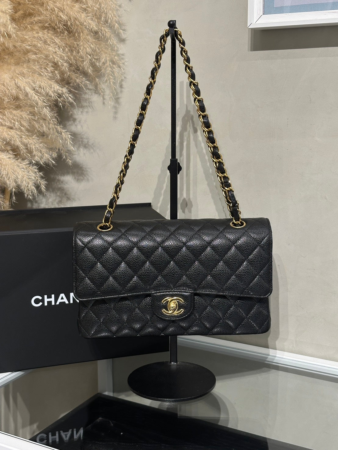 CHANEL 經典口蓋包 CF25 - 粒面牛皮黑金