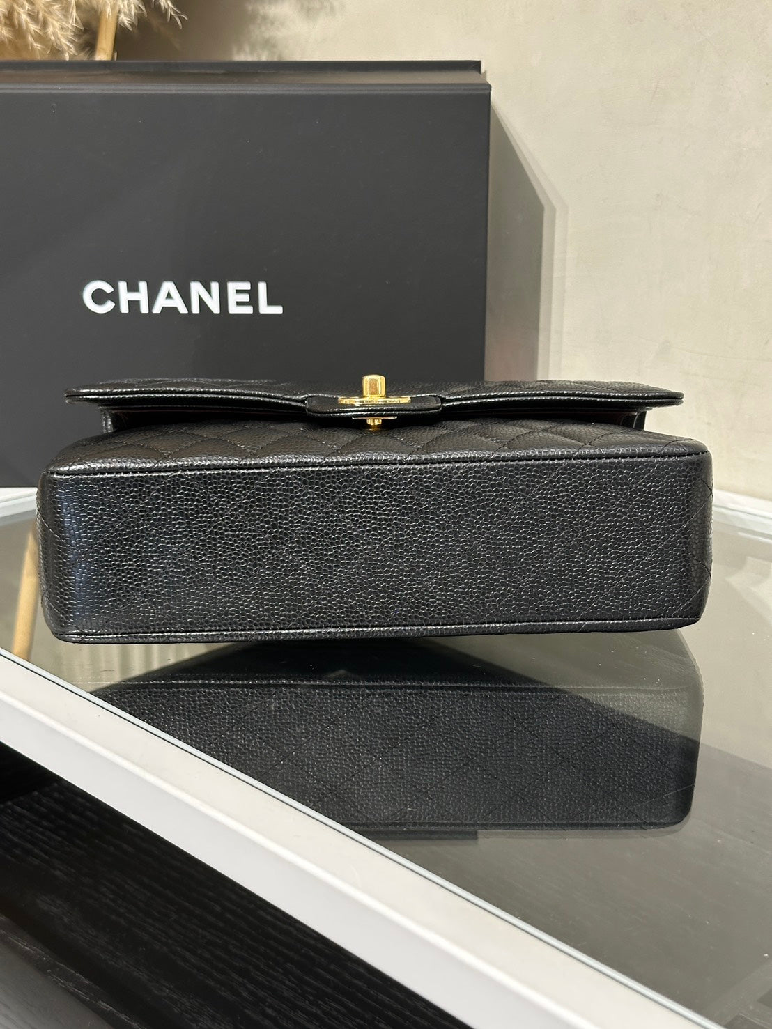 CHANEL 經典口蓋包 CF25 - 粒面牛皮黑金
