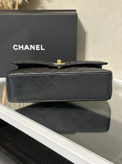 CHANEL 經典口蓋包 CF25 - 粒面牛皮黑金