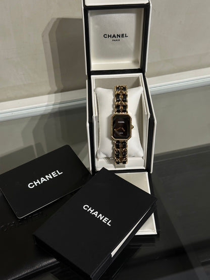 CHANEL 經典Premiers皮穿鍊方糖腕錶 - L黑金