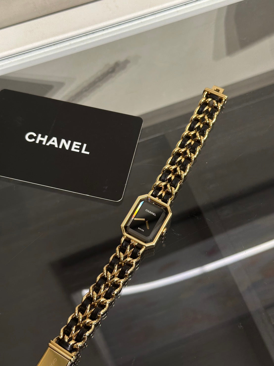 CHANEL 經典Premiers皮穿鍊方糖腕錶 - L黑金