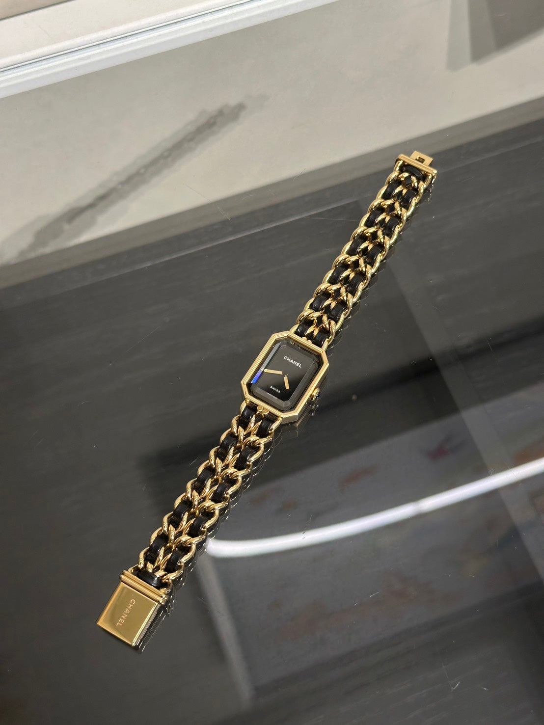 CHANEL 經典Premiers皮穿鍊方糖腕錶 - L黑金
