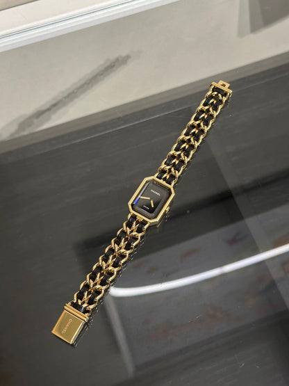CHANEL 經典Premiers皮穿鍊方糖腕錶 - L黑金