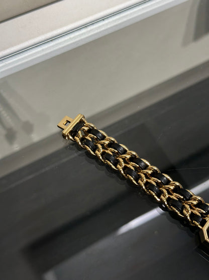 CHANEL 經典Premiers皮穿鍊方糖腕錶 - L黑金