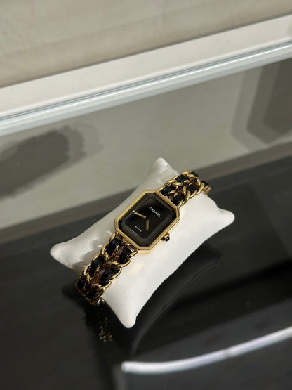 CHANEL 經典Premiers皮穿鍊方糖腕錶 - L黑金