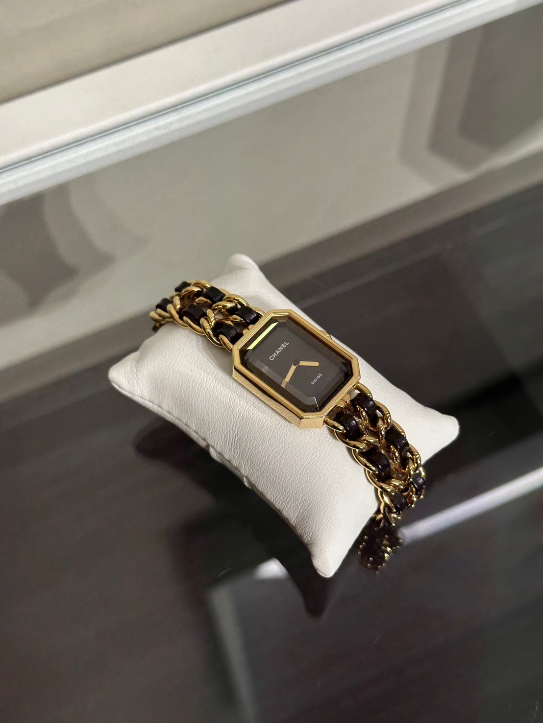 CHANEL 經典Premiers皮穿鍊方糖腕錶 - L黑金