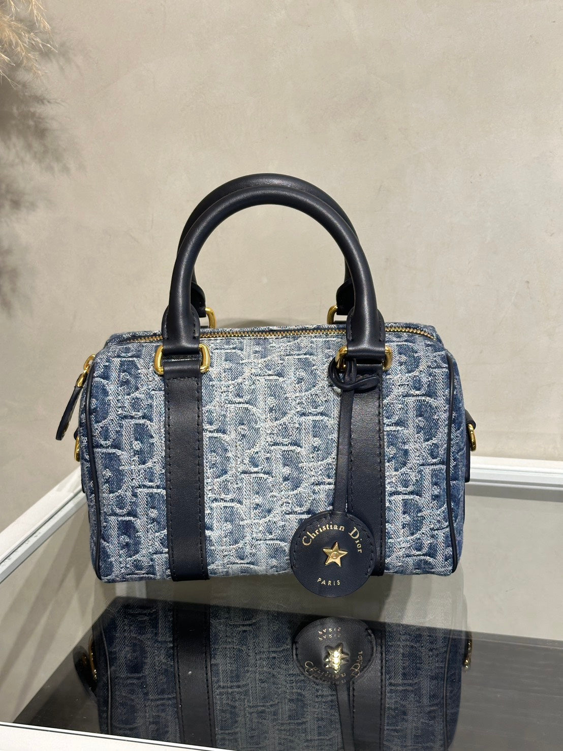 DIOR Oblique Groove波士頓包 20 - 單寧