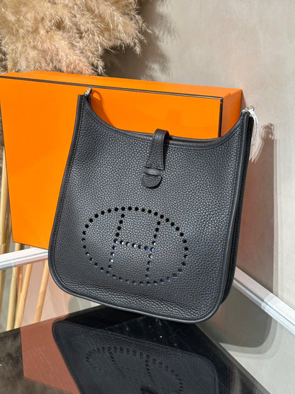 HERMES Evelyne 23 - Noir 89 黑銀 G