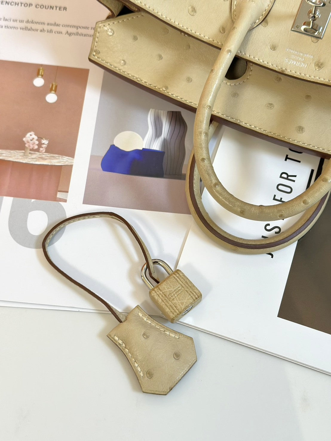 HERMES Birkin 25 - 鴕鳥皮羊毛白銀 🄾