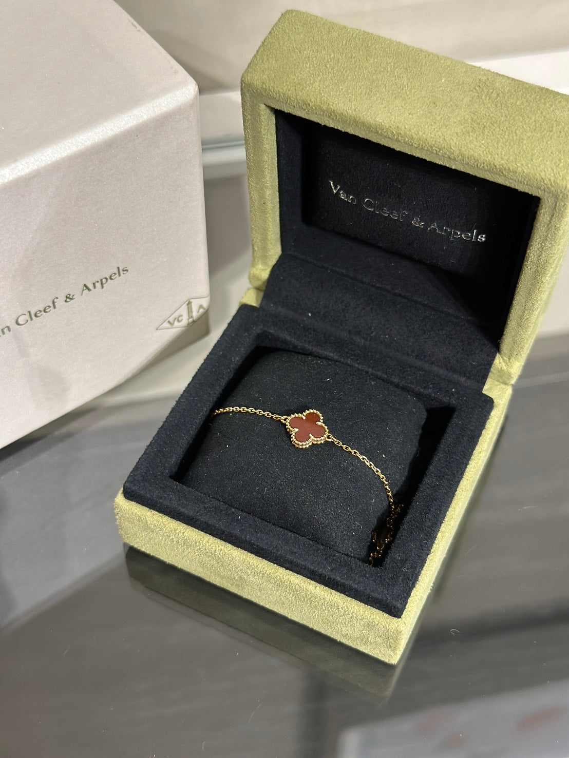 Van Cleef & Arpels 紅玉髓18K玫瑰金手鍊 - Sweet Alhambra