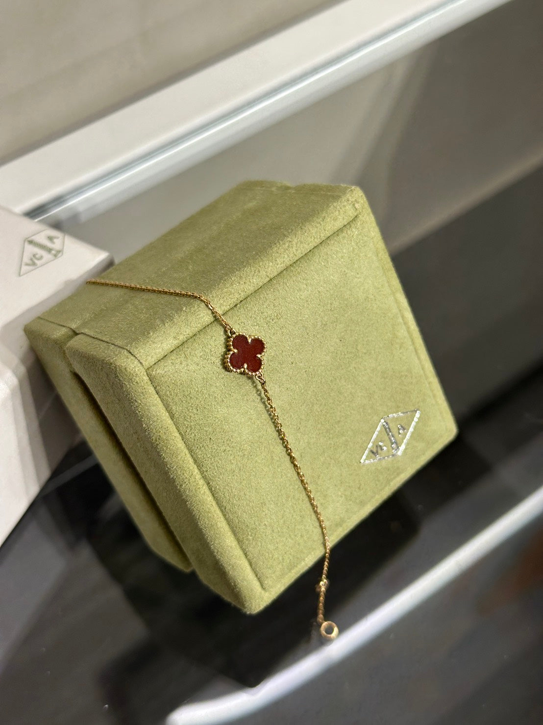 Van Cleef & Arpels 紅玉髓18K玫瑰金手鍊 - Sweet Alhambra