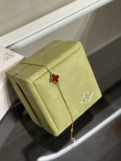 Van Cleef & Arpels 紅玉髓18K玫瑰金手鍊 - Sweet Alhambra