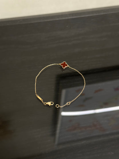 Van Cleef & Arpels 紅玉髓18K玫瑰金手鍊 - Sweet Alhambra