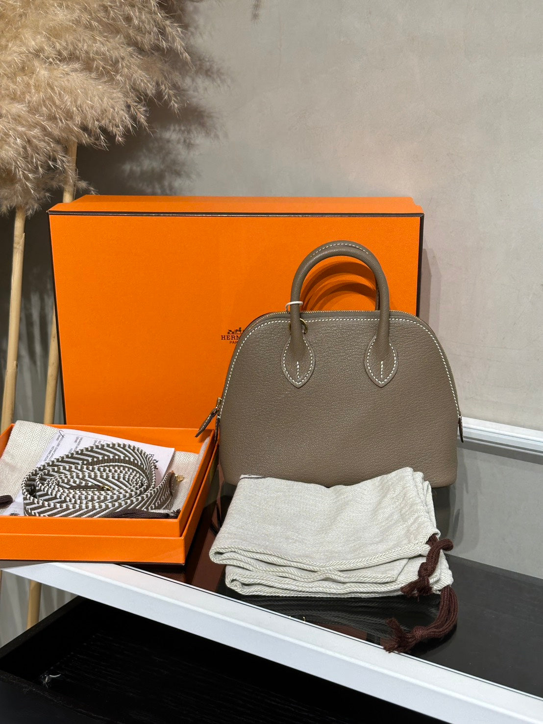 HERMES Mini Bolide - Etoupe 18 大象灰金 B