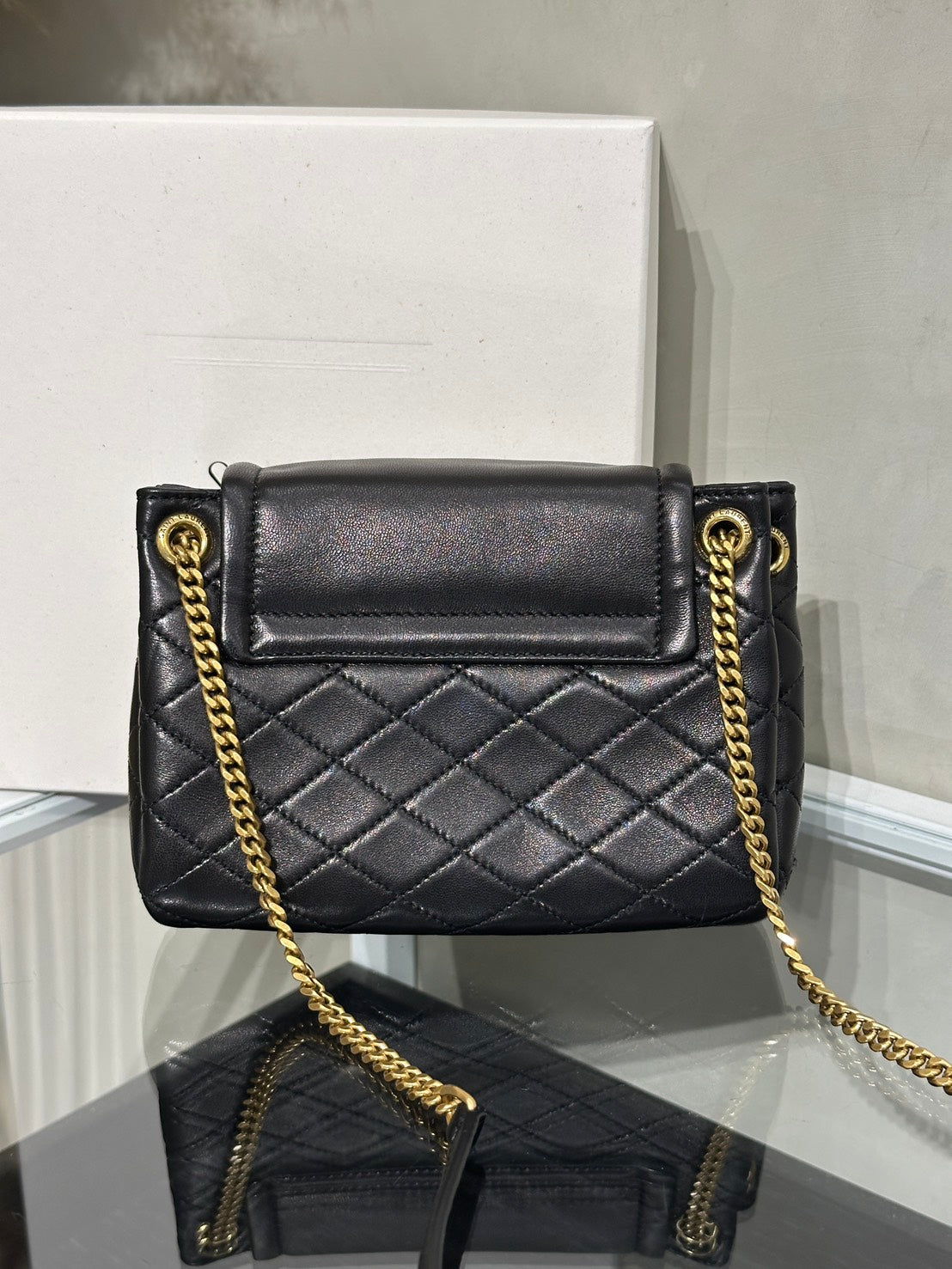YSL Mini Nolita羊皮斜背包 - 黑金