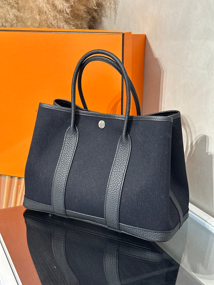 HERMES Garden Party 30 - Noir 89 帆布黑 B