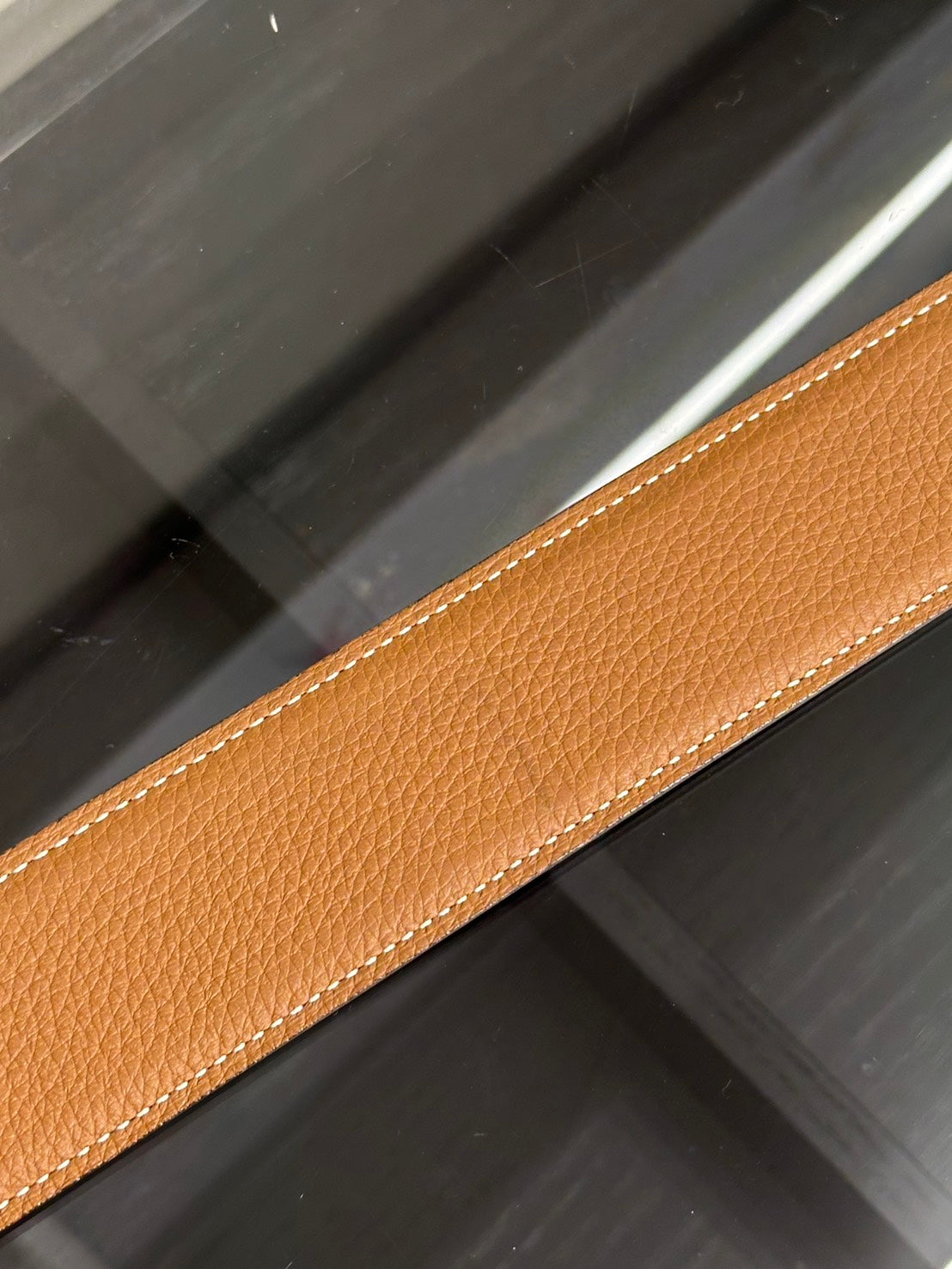 HERMES H金皮帶釦雙面腰帶 - 黑拚棕 120