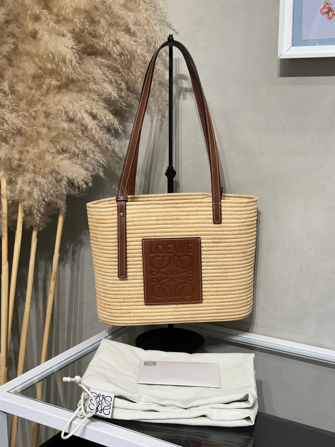 LOEWE Paula's Ibiza草編包 - 棕